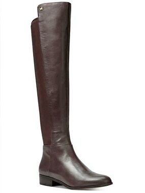Michael Kors Bromley Flat Boots Riding Coffee Brown Leather Tall Knee-High 8 1/2